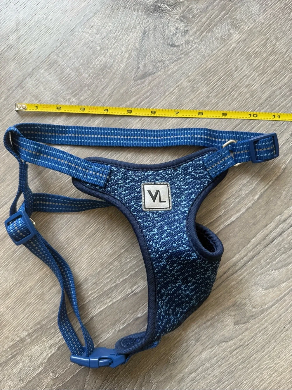 Vibrant Life Flex Knit Medium Dog Harness Soft Adjustable Navy Bright Blue EUC